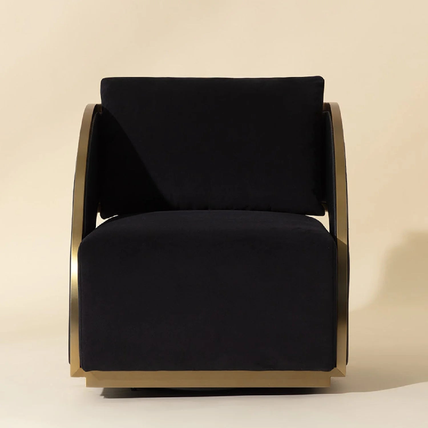 Luxury Black Leather Swivel Lounge Chair European Style for Villa