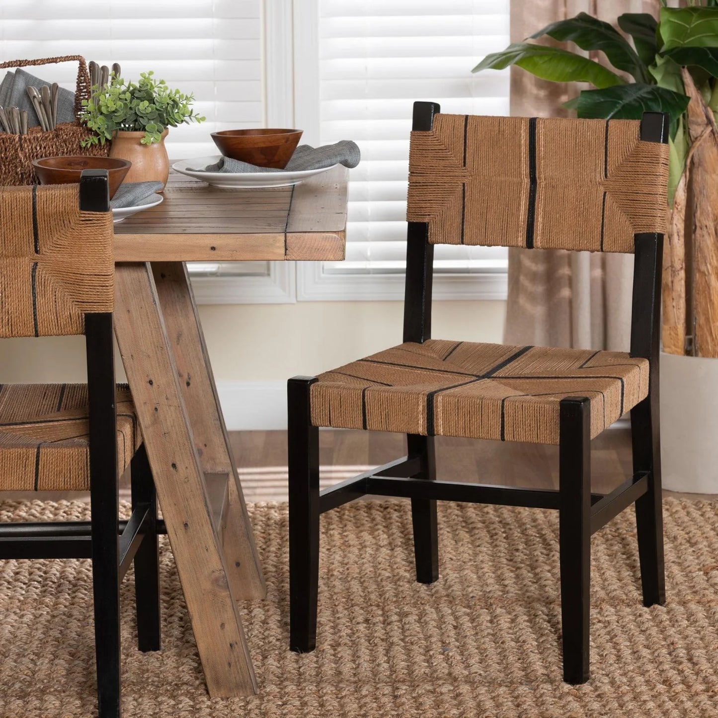 Luxury Black Mahogany Dining Chairs European Style for Villa