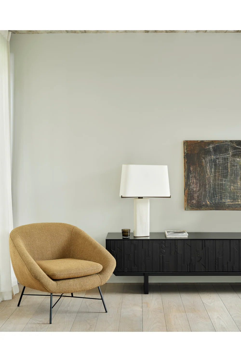 Luxury Black Mahogany TV Cabinet Modern Italian Style for Villa