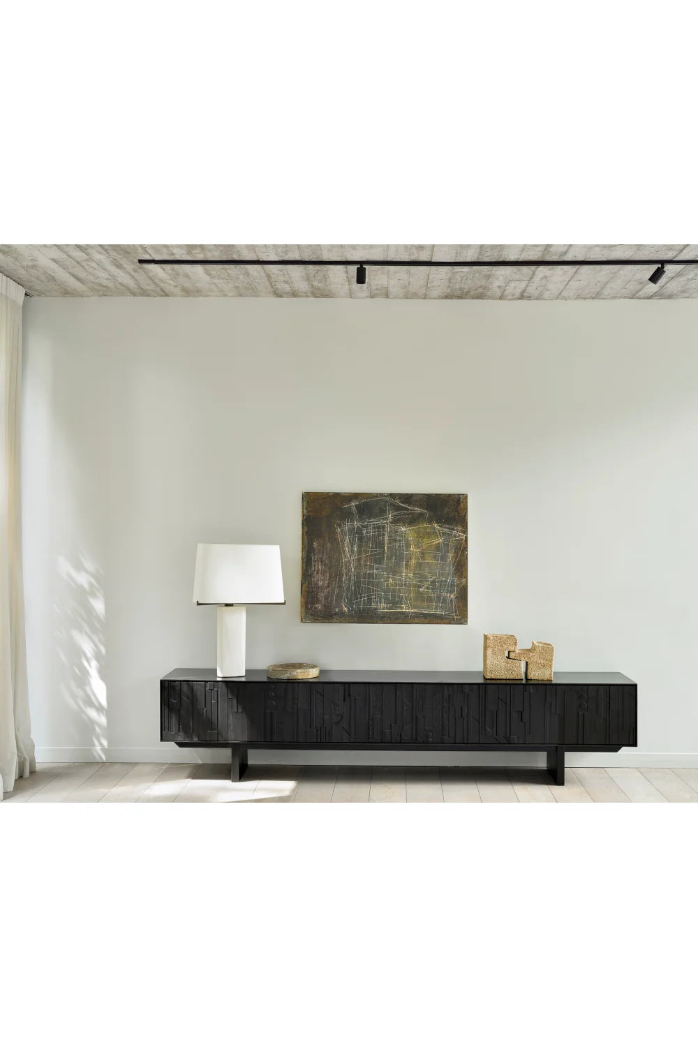 Luxury Black Mahogany TV Cabinet Modern Italian Style for Villa