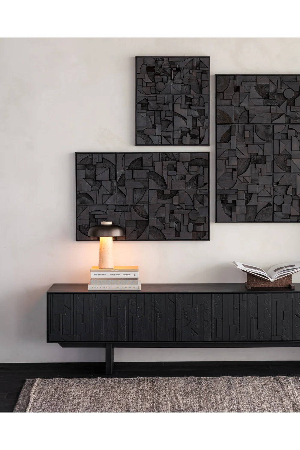 Luxury Black Mahogany TV Cabinet Modern Italian Style for Villa