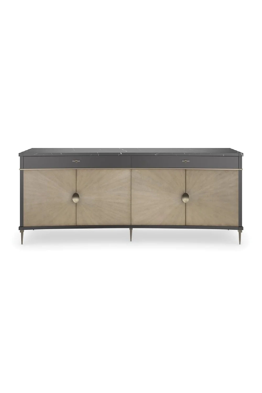 Luxury Black Marble 4-Door Sideboard European Style for Villa