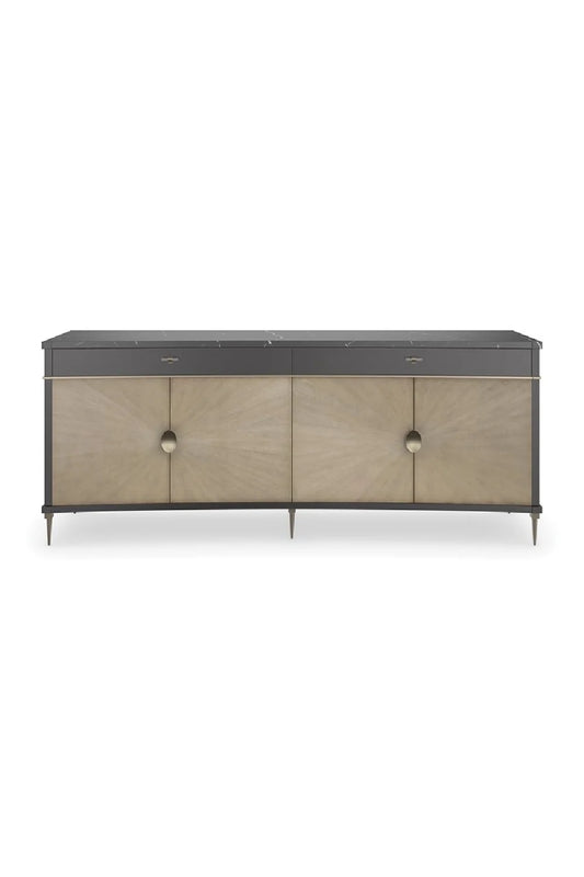 Luxury Black Marble 4-Door Sideboard European Style for Villa