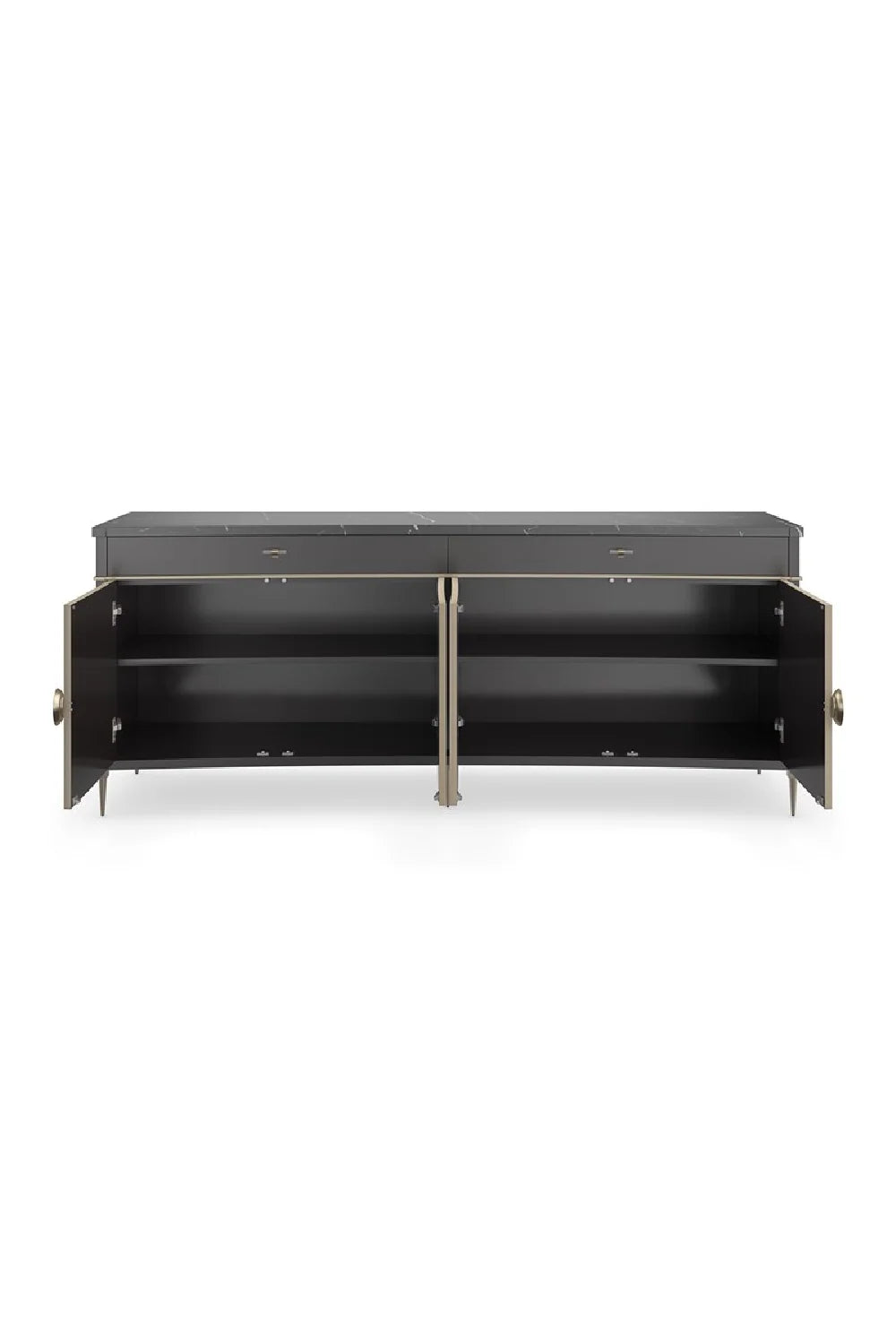 Luxury Black Marble 4-Door Sideboard European Style for Villa