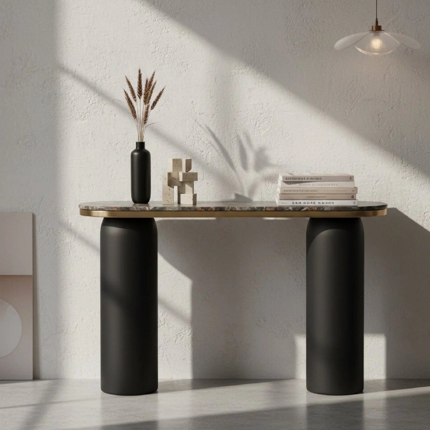 Luxury Black Marble Console Table Modern Italian Style for Villa