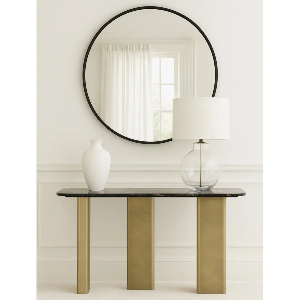 Luxury Black Marble Console Table Modern Italian Style for Villa