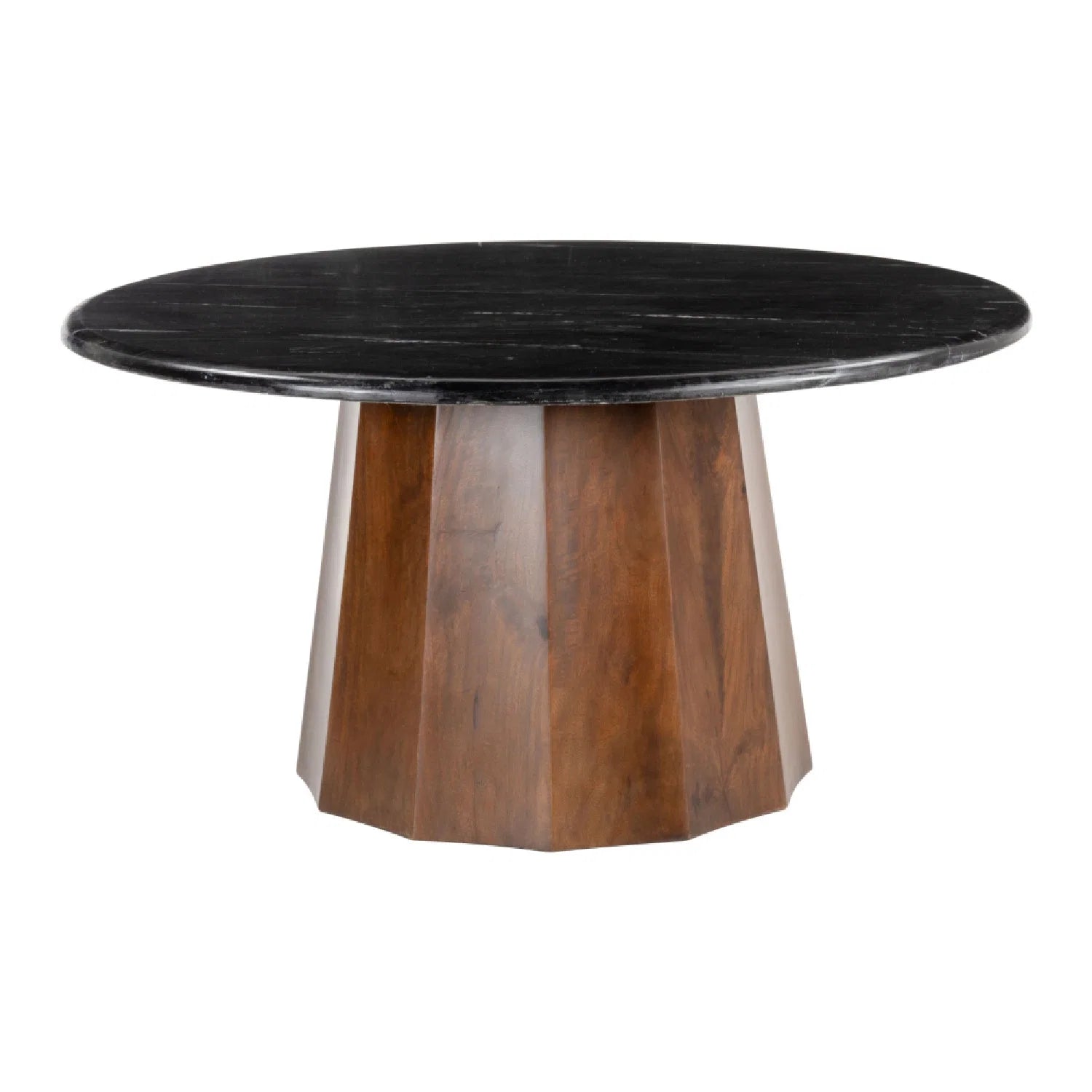 Luxury Black Marble Round Coffee Table Modern Italian Style for Villa