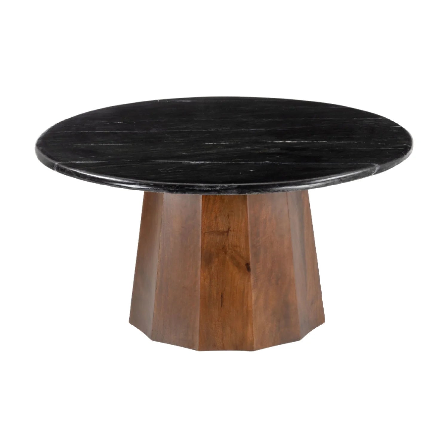 Luxury Black Marble Round Coffee Table Modern Italian Style for Villa