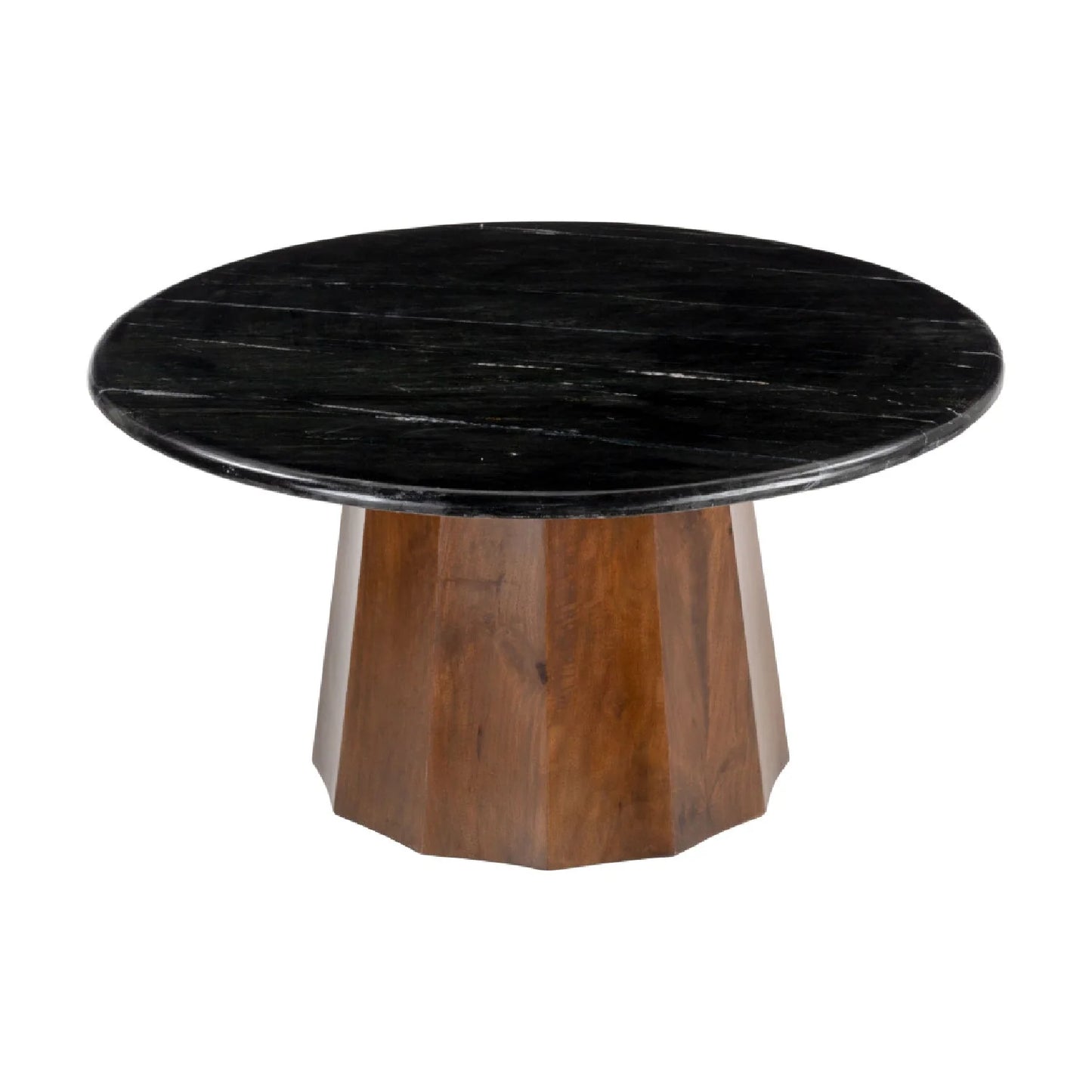 Luxury Black Marble Round Coffee Table Modern Italian Style for Villa