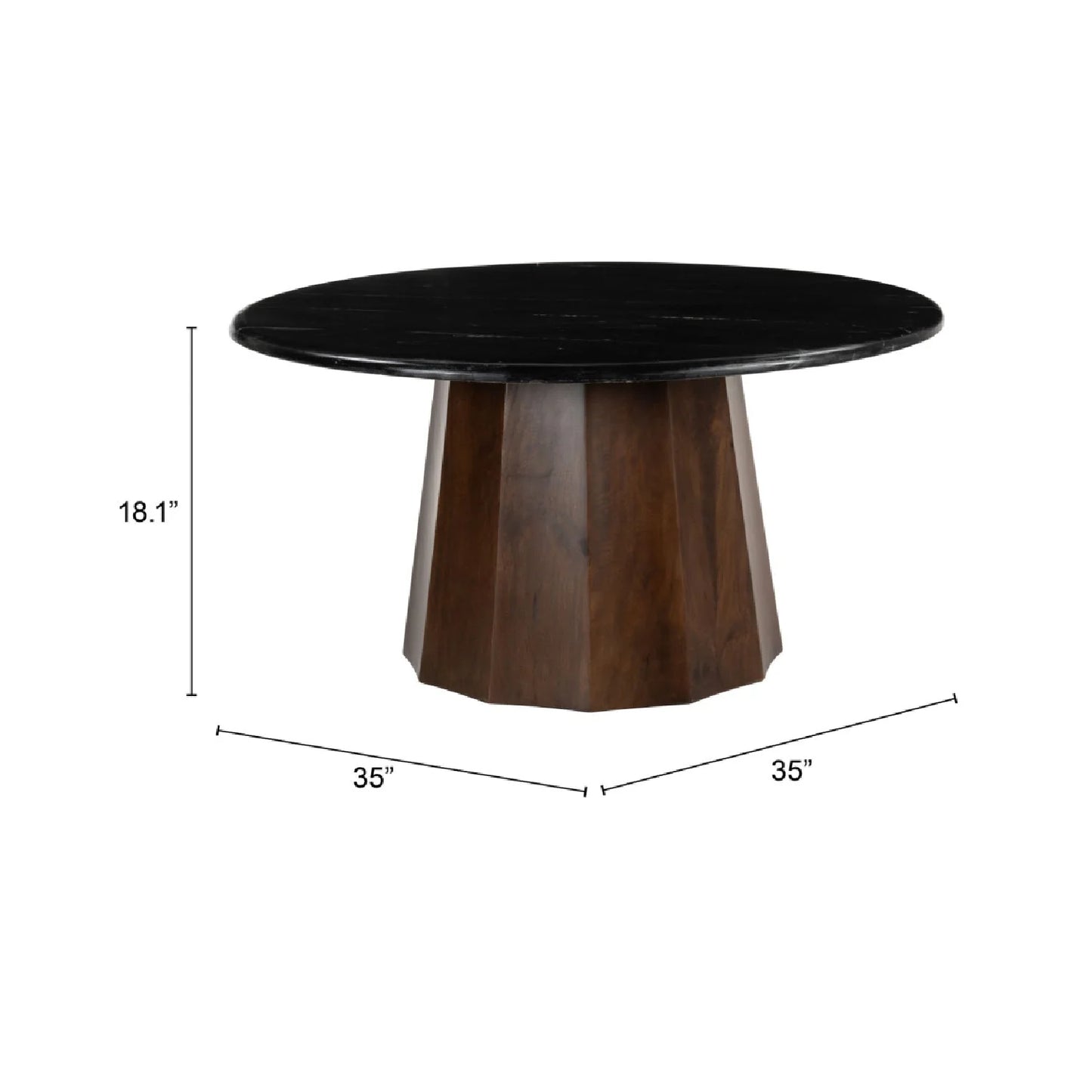 Luxury Black Marble Round Coffee Table Modern Italian Style for Villa