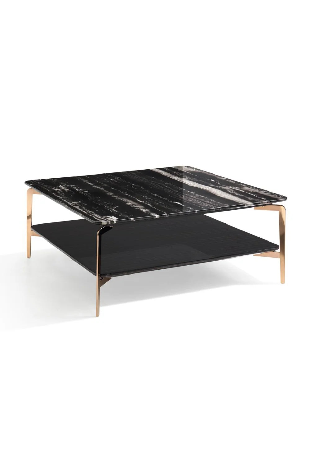 Luxury Black Marble Square Coffee Table Modern Italian Style for Villa
