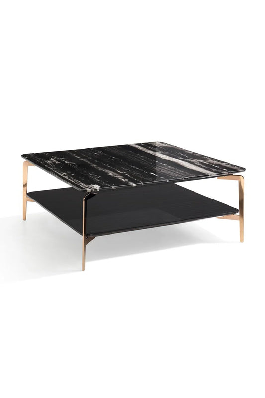 Luxury Black Marble Square Coffee Table Modern Italian Style for Villa