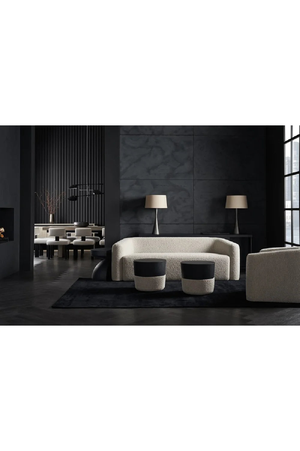 Luxury Black Matte 6-Drawer Media Unit Modern Italian Style for Villa