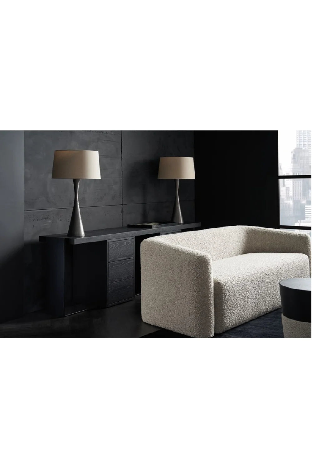 Luxury Black Matte 6-Drawer Media Unit Modern Italian Style for Villa