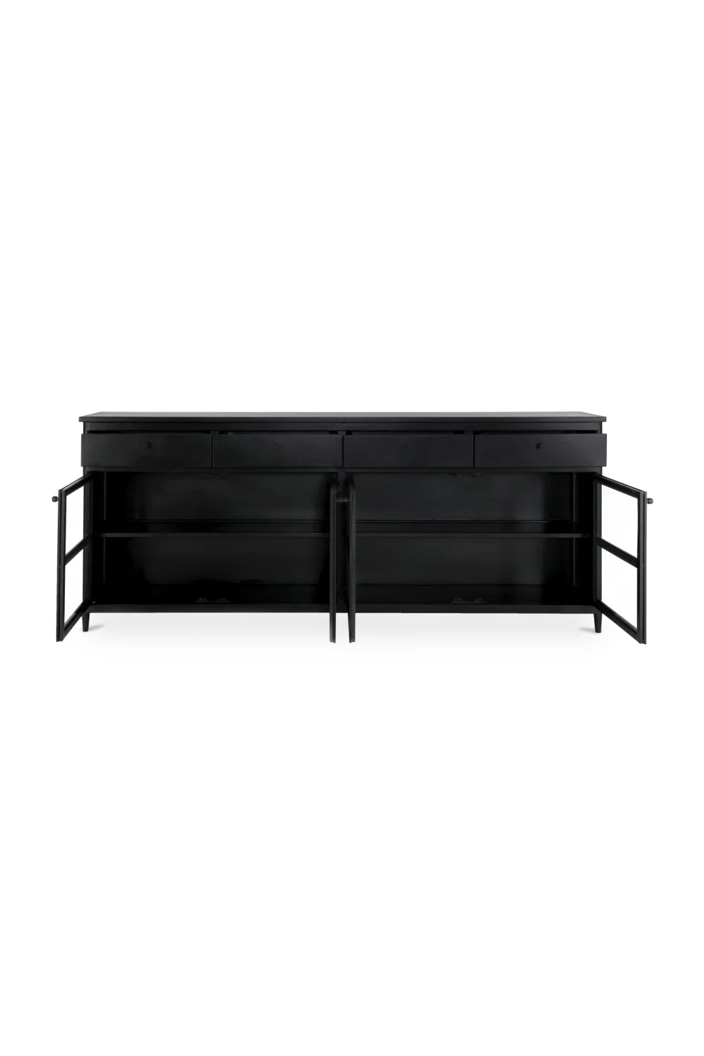 Luxury Black Metal 4-Door Sideboard European Style for Villa