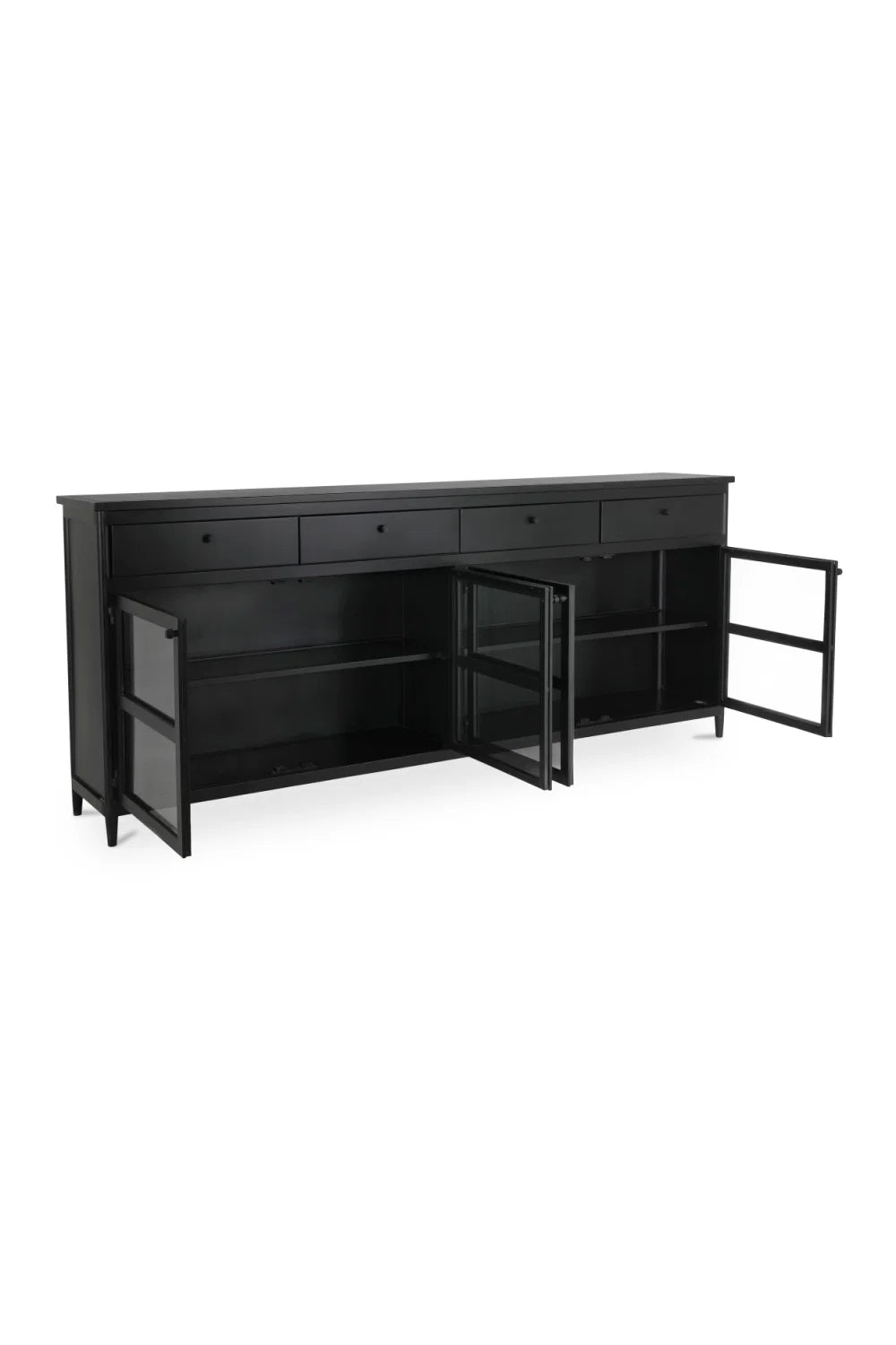 Luxury Black Metal 4-Door Sideboard European Style for Villa