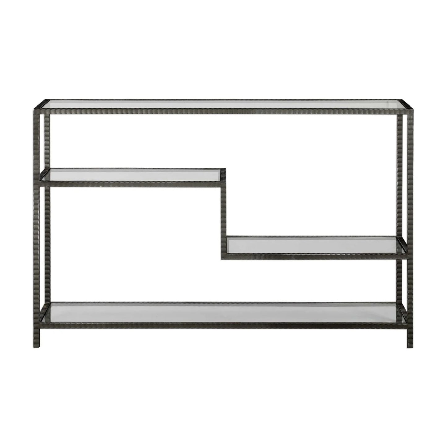 Luxury Black Multilayered Glass Console Table Modern Italian Style for Villa