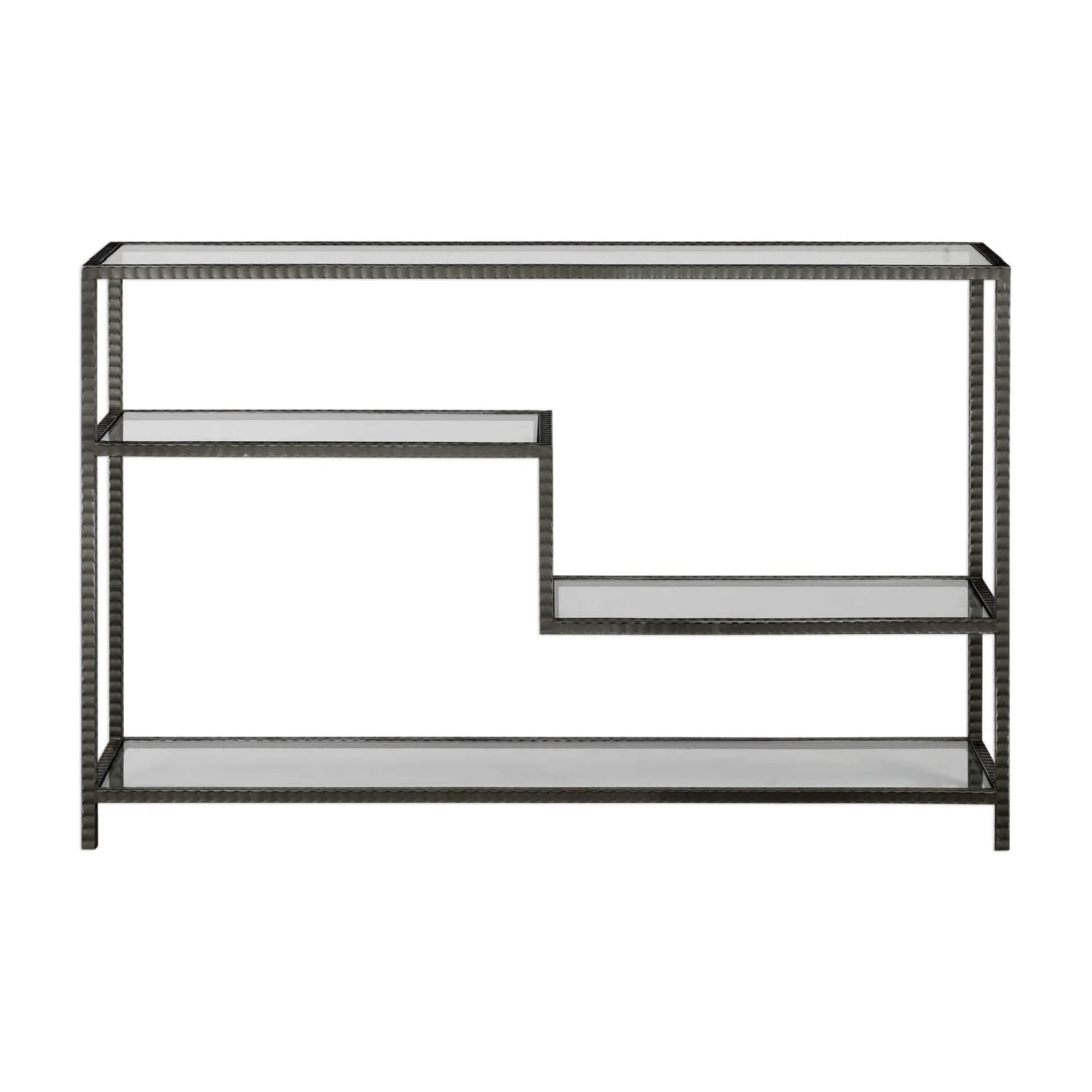 Luxury Black Multilayered Glass Console Table Modern Italian Style for Villa