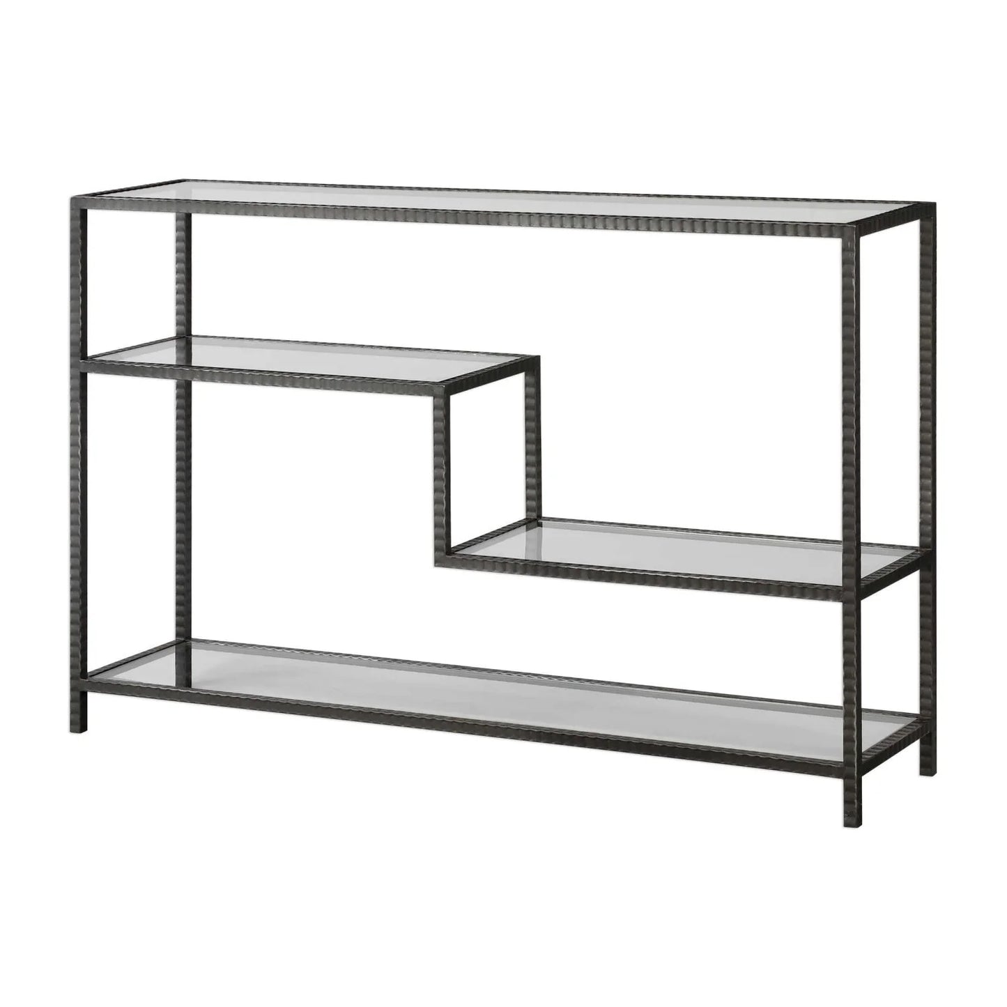 Luxury Black Multilayered Glass Console Table Modern Italian Style for Villa