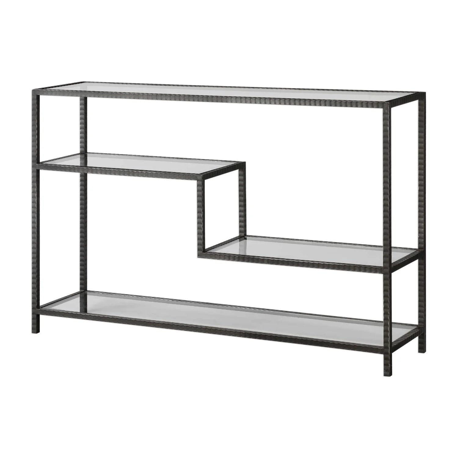 Luxury Black Multilayered Glass Console Table Modern Italian Style for Villa