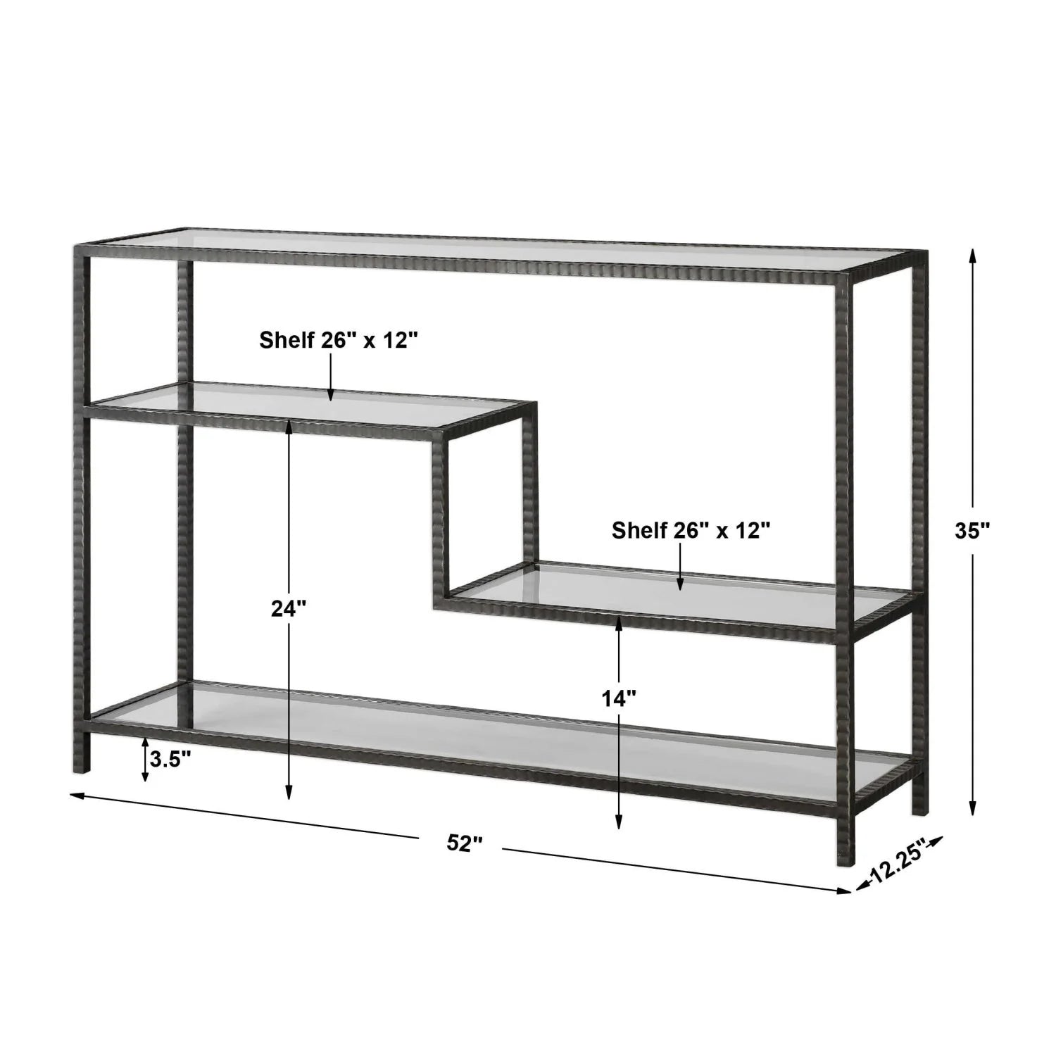 Luxury Black Multilayered Glass Console Table Modern Italian Style for Villa