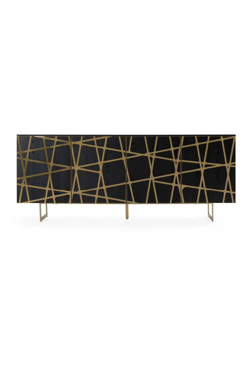 Luxury Black Oak 4-Door Sideboard European Style for Villa