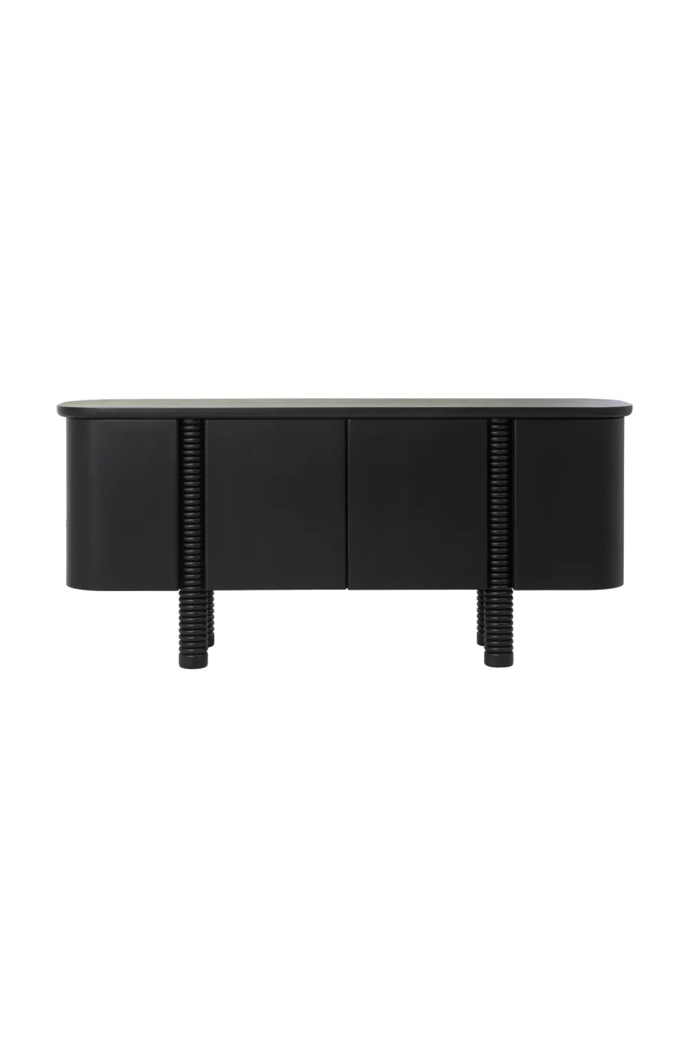 Luxury Black Oak 4-Door Sideboard European Style for Villa