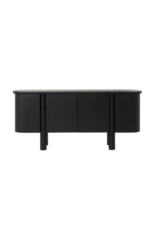 Luxury Black Oak 4-Door Sideboard European Style for Villa