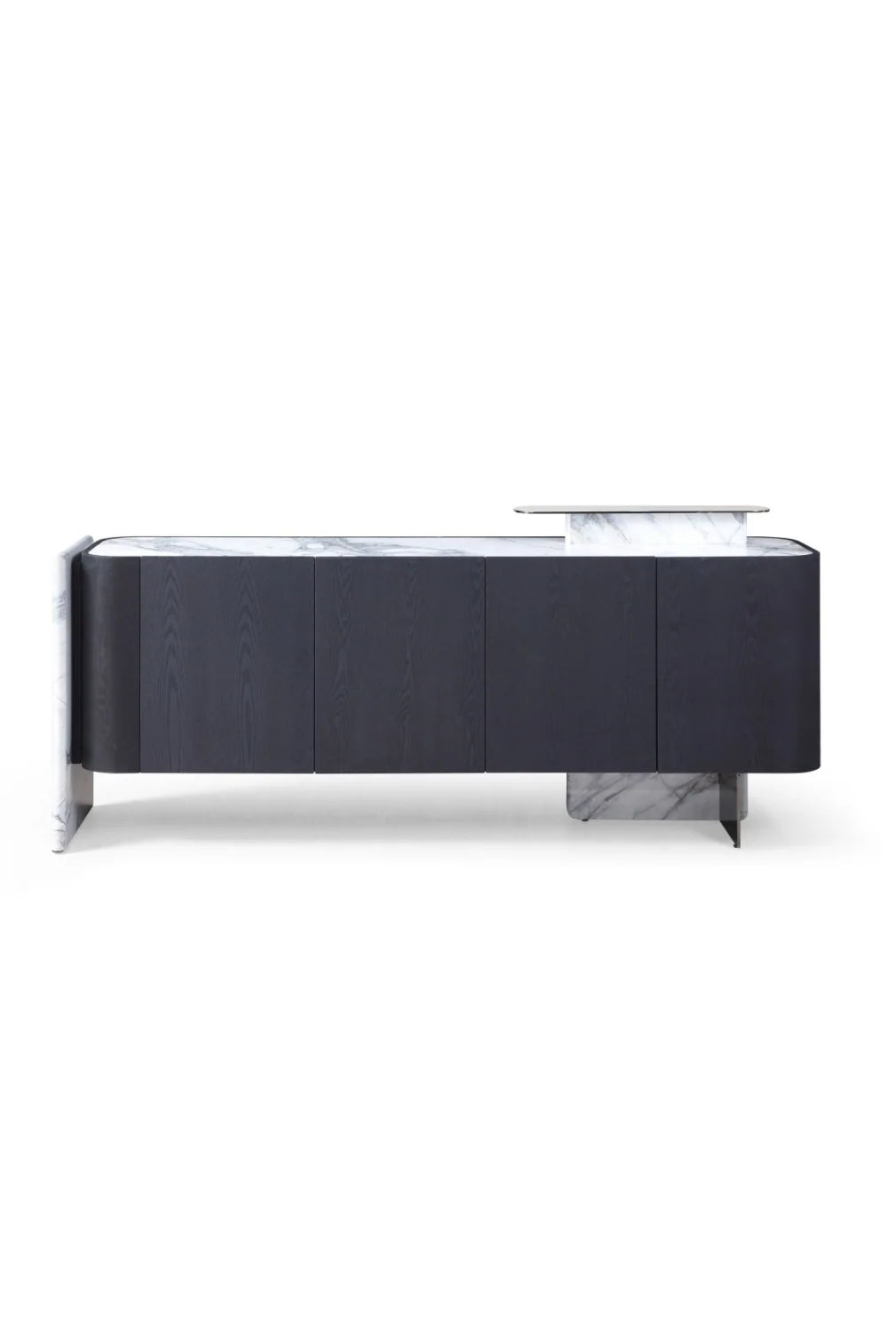 Luxury Black Oak 4-Door Sideboard European Style for Villa