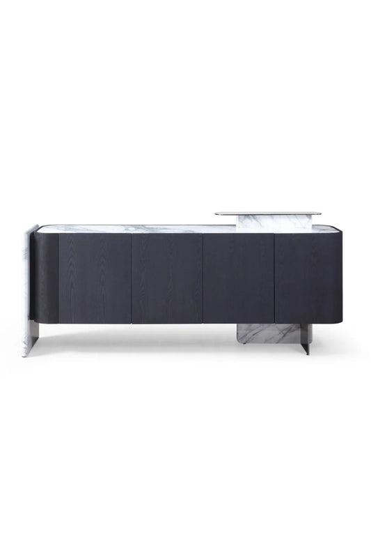 Luxury Black Oak 4-Door Sideboard European Style for Villa