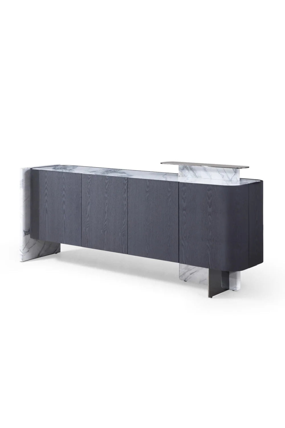 Luxury Black Oak 4-Door Sideboard European Style for Villa