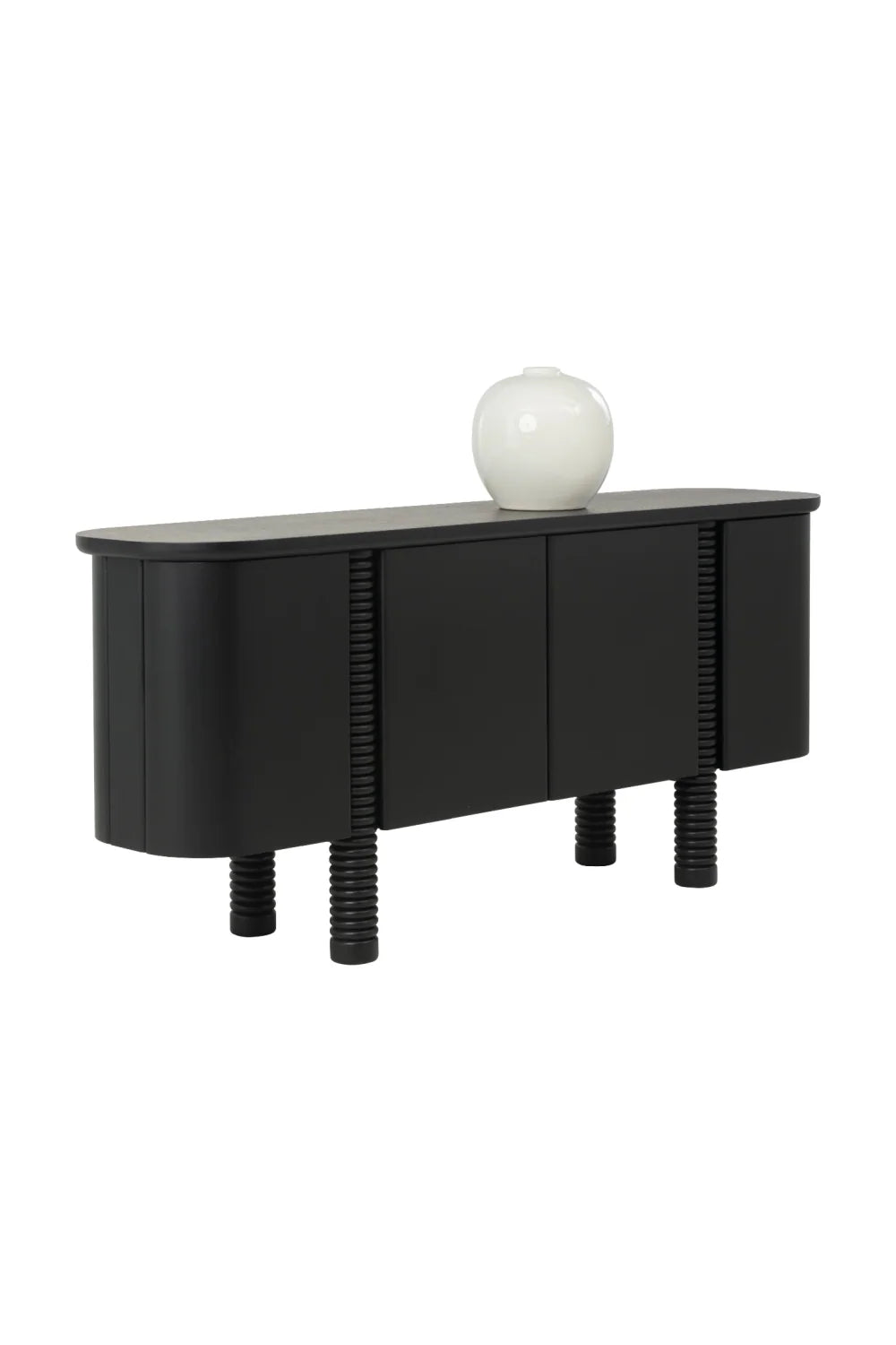 Luxury Black Oak 4-Door Sideboard European Style for Villa