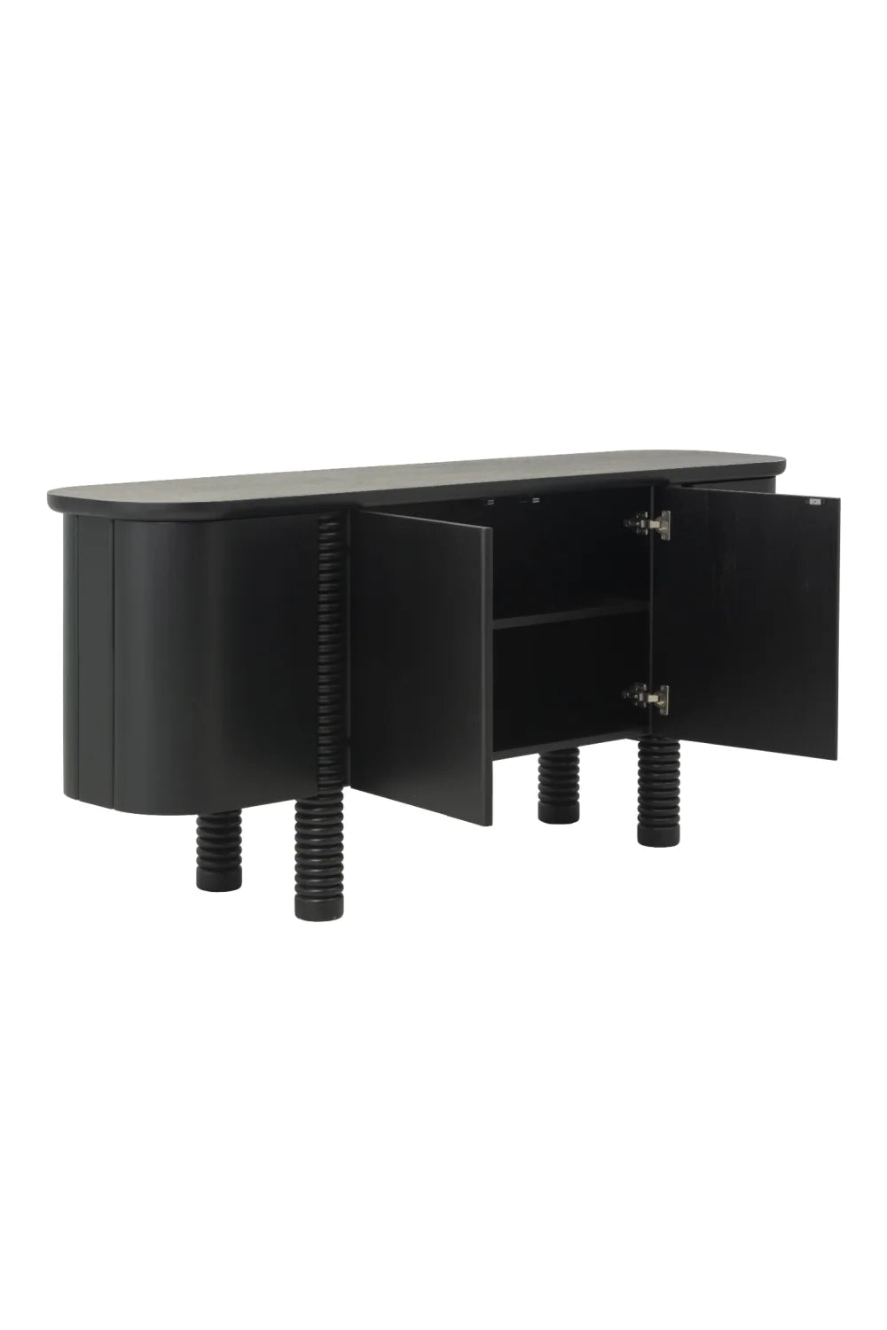 Luxury Black Oak 4-Door Sideboard European Style for Villa