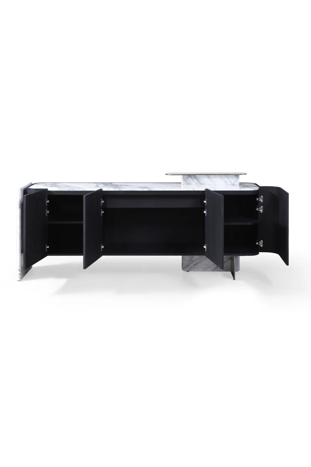 Luxury Black Oak 4-Door Sideboard European Style for Villa
