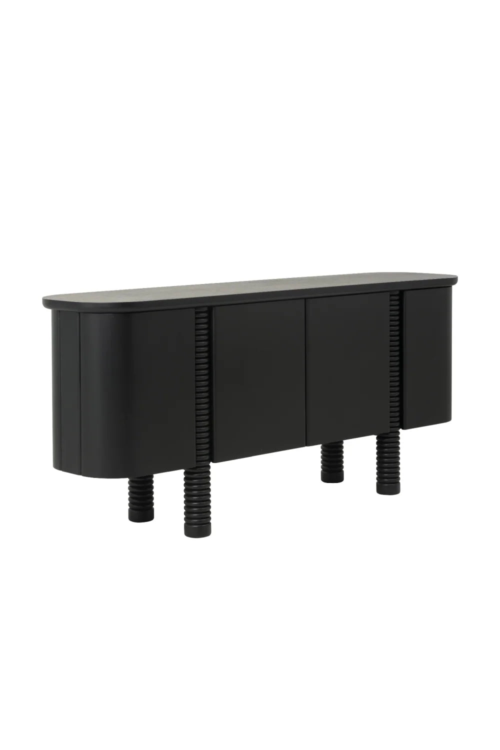 Luxury Black Oak 4-Door Sideboard European Style for Villa