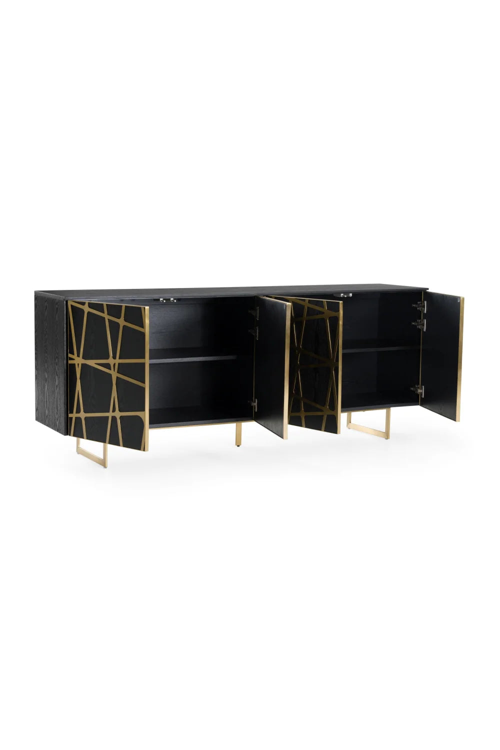 Luxury Black Oak 4-Door Sideboard European Style for Villa