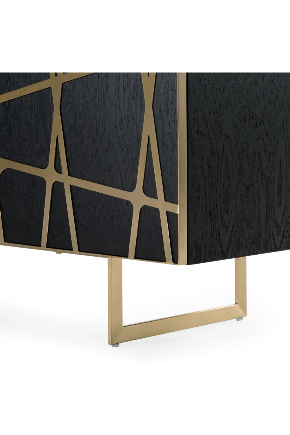 Luxury Black Oak 4-Door Sideboard European Style for Villa