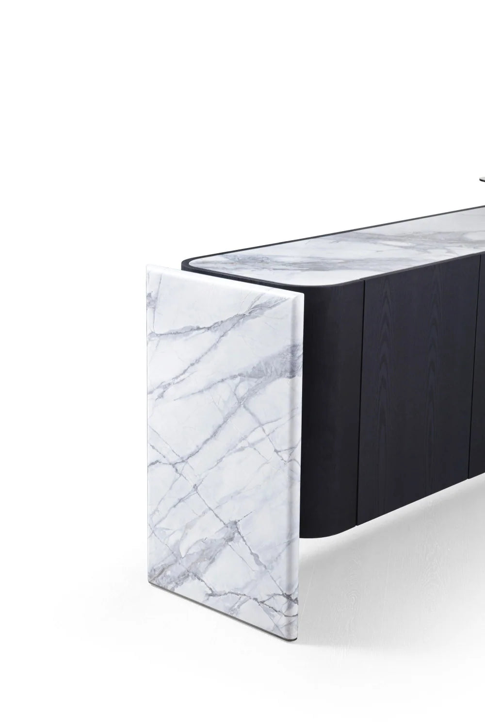Luxury Black Oak 4-Door Sideboard European Style for Villa
