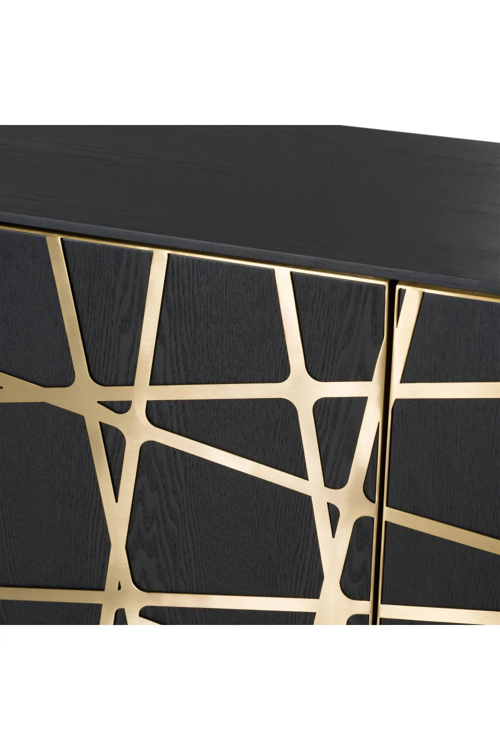 Luxury Black Oak 4-Door Sideboard European Style for Villa