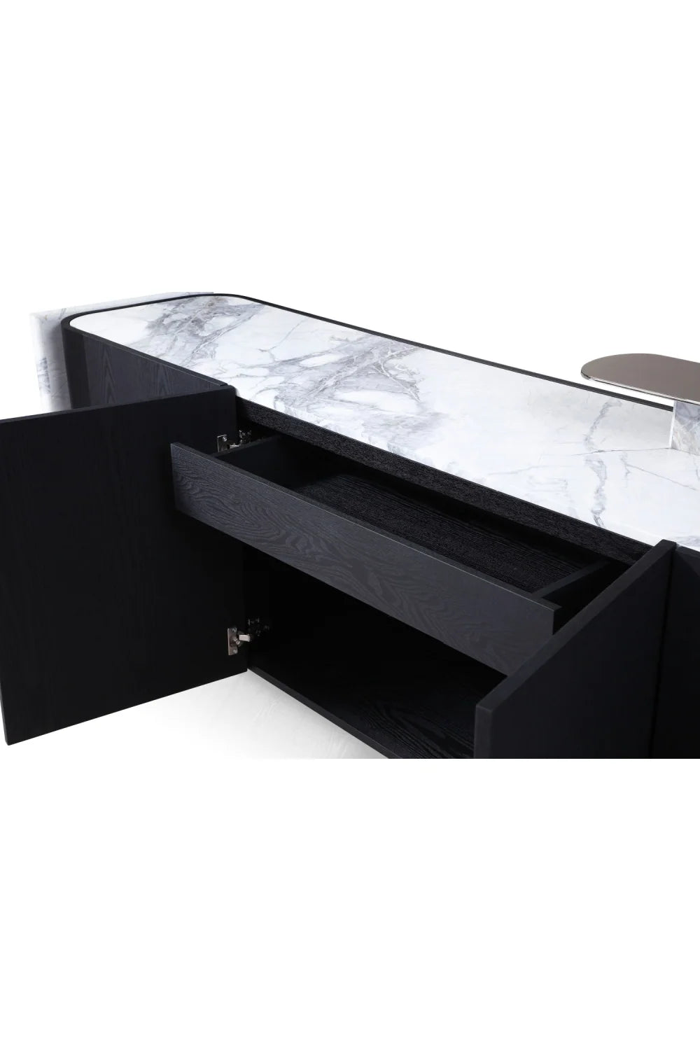 Luxury Black Oak 4-Door Sideboard European Style for Villa