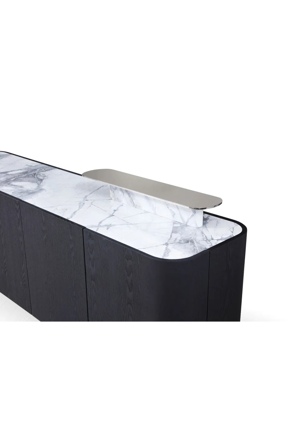 Luxury Black Oak 4-Door Sideboard European Style for Villa