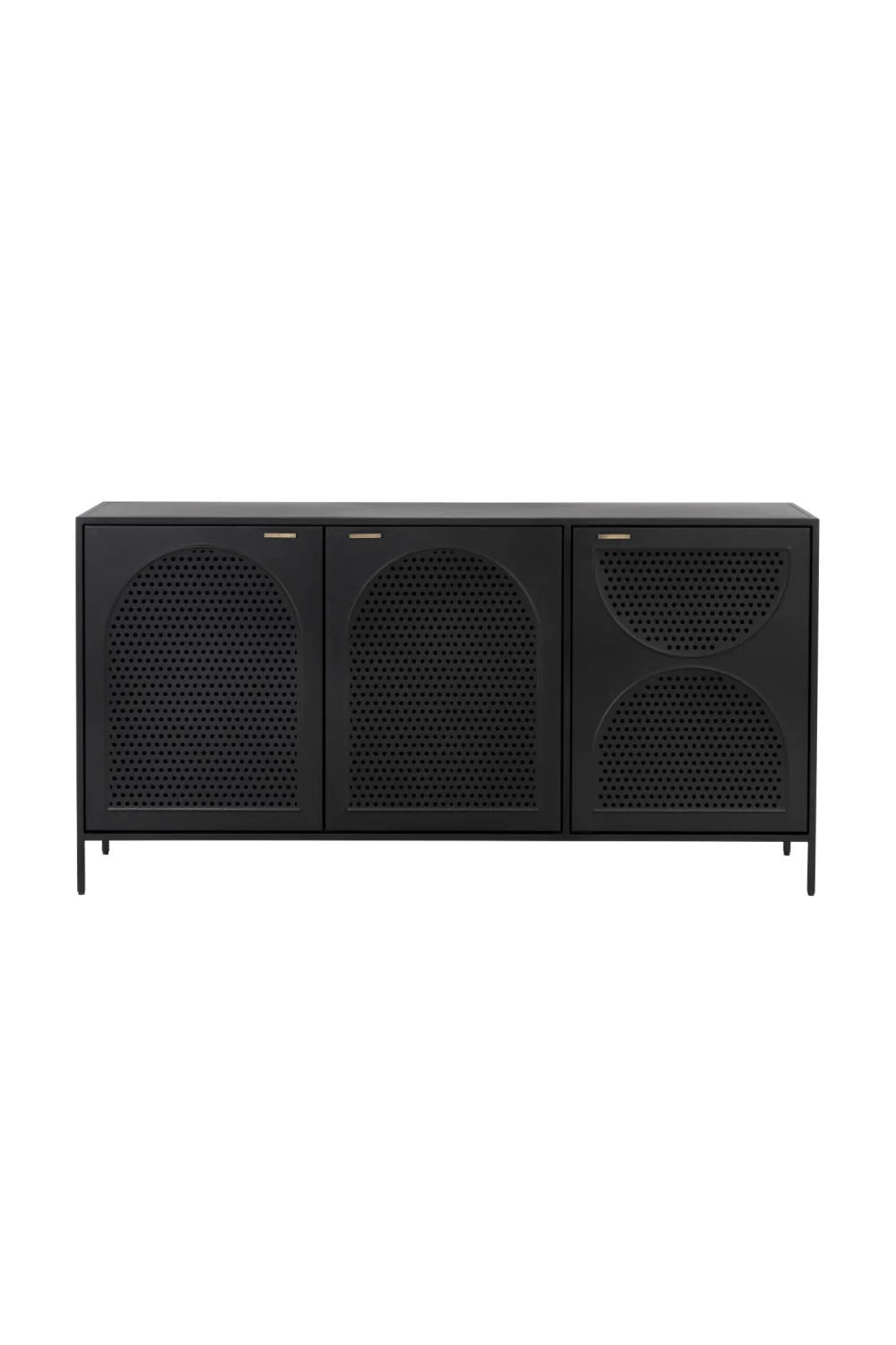 Luxury Black Perforated Metal 3-Door Sideboard European Style for Villa