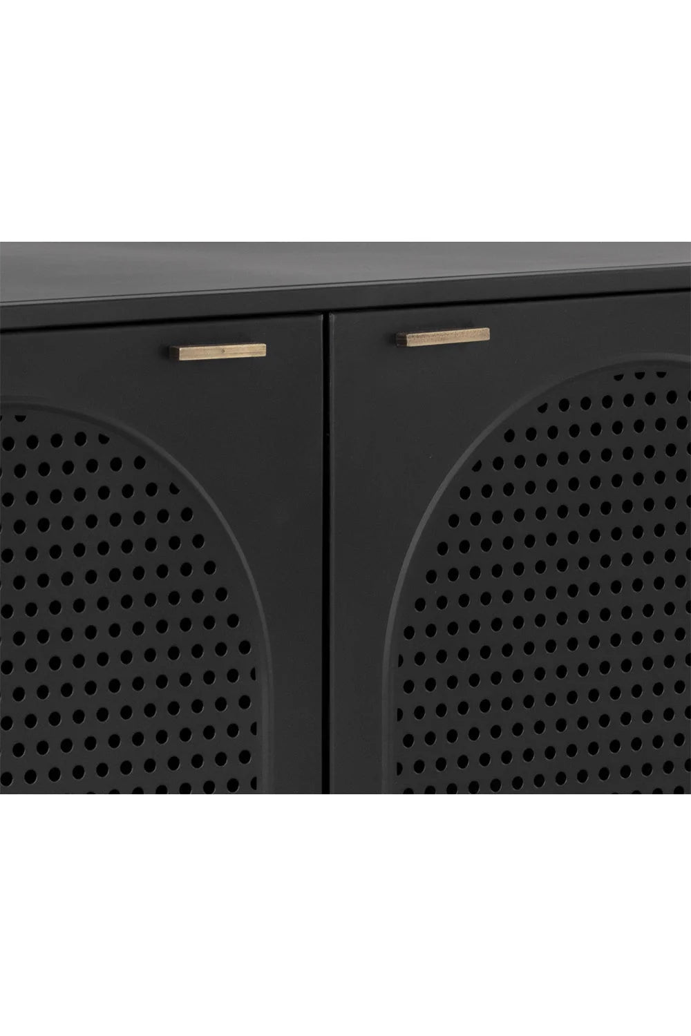 Luxury Black Perforated Metal 3-Door Sideboard European Style for Villa