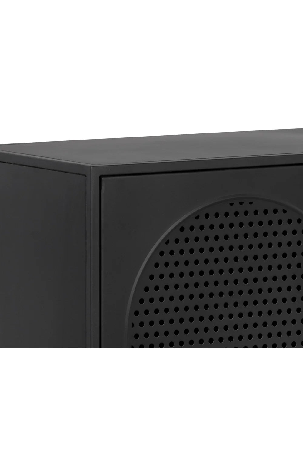 Luxury Black Perforated Metal 3-Door Sideboard European Style for Villa