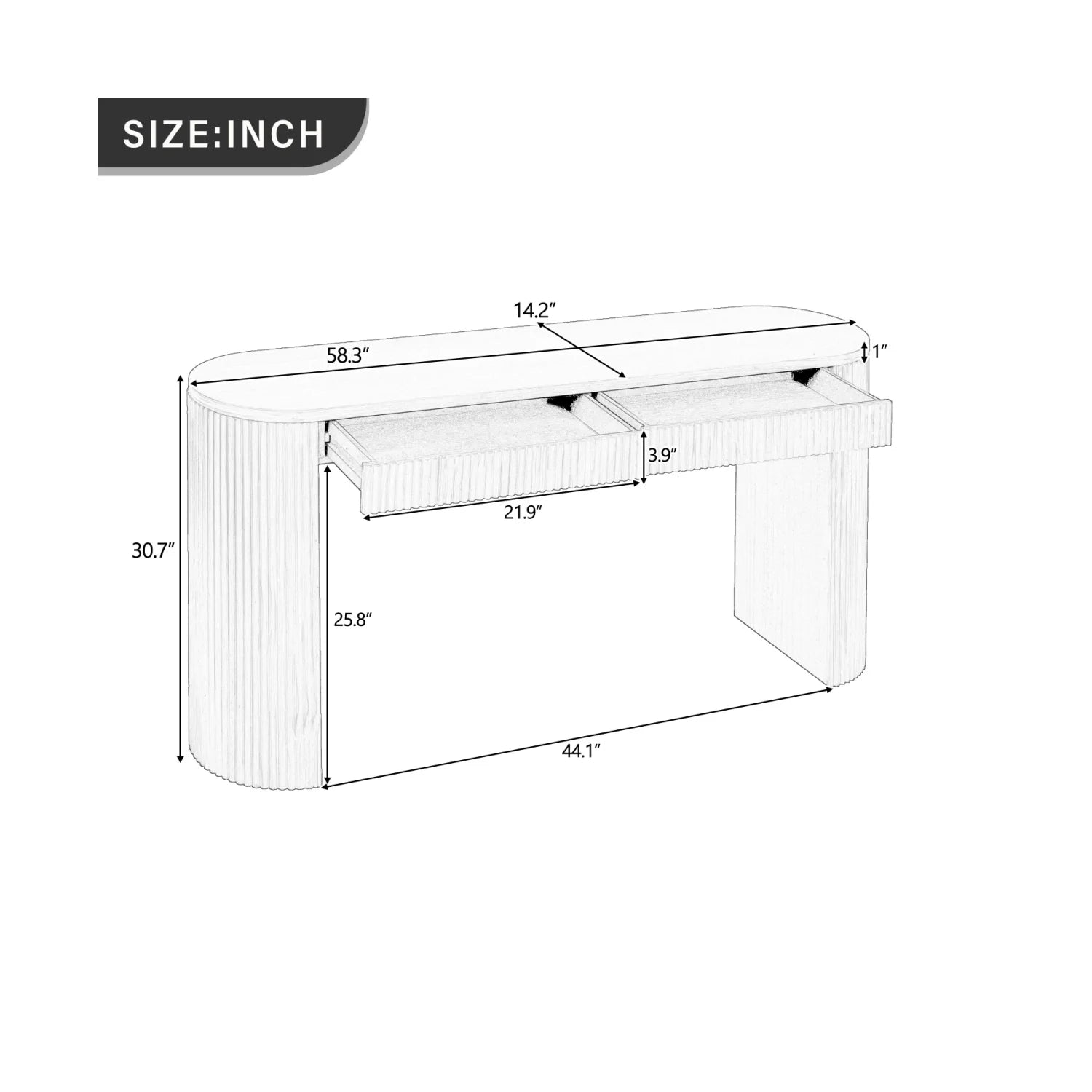 Luxury Black Pine Veneer Console Table Modern Italian Style for Villa