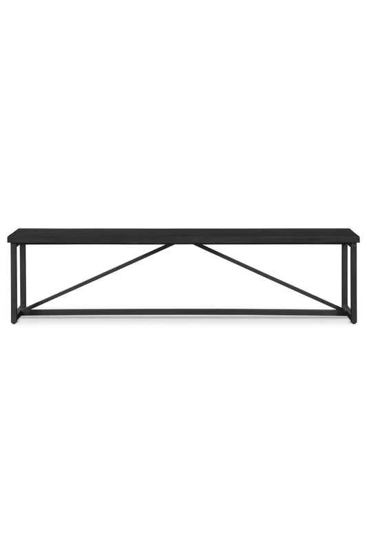 Luxury Black Pine Wood Bench European Style for Villa