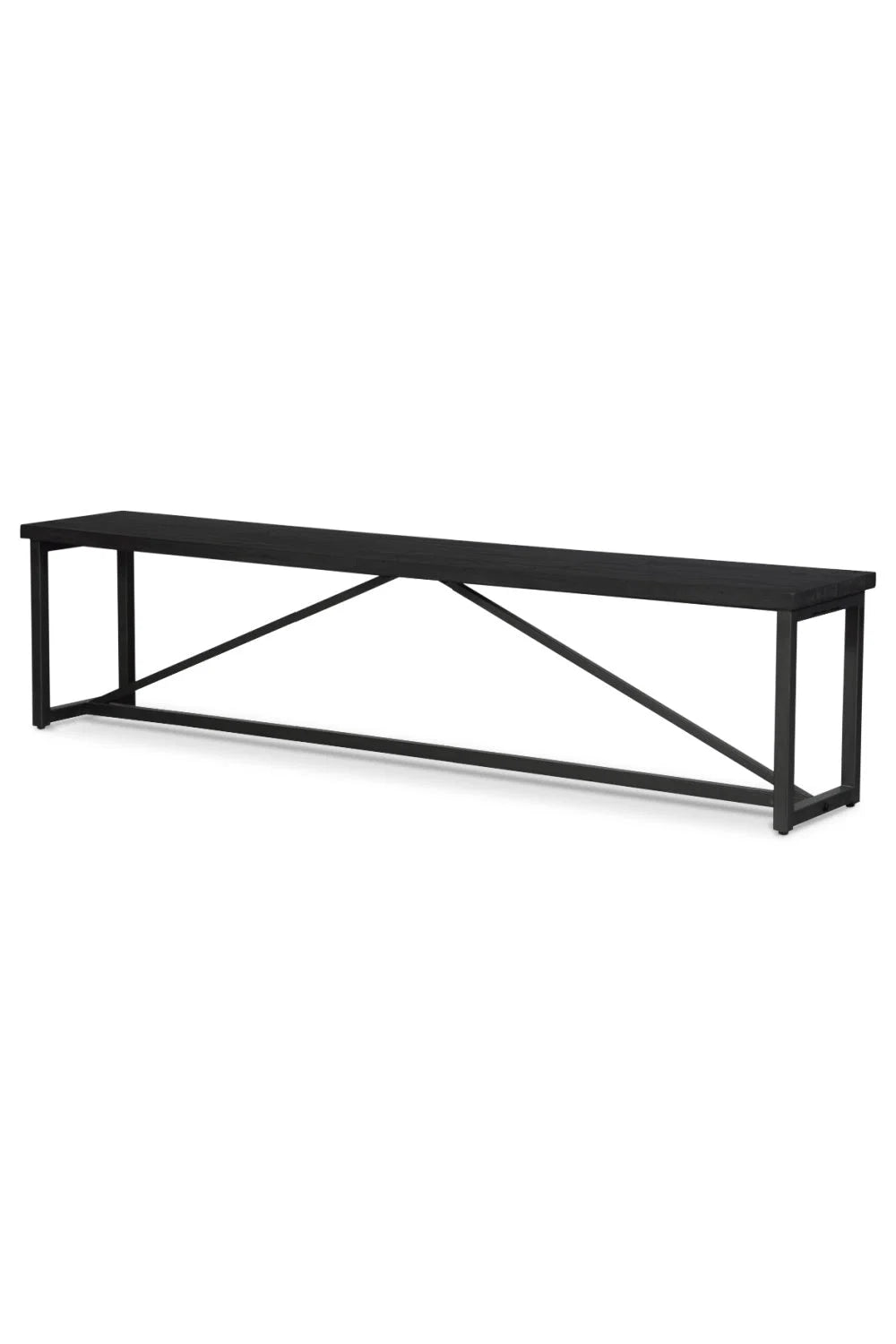 Luxury Black Pine Wood Bench European Style for Villa