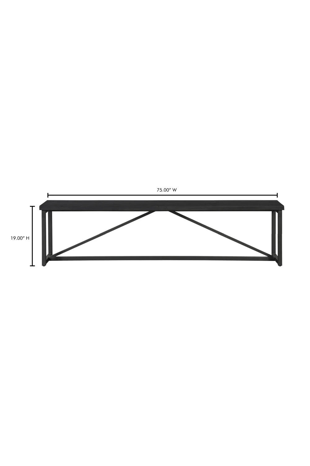 Luxury Black Pine Wood Bench European Style for Villa