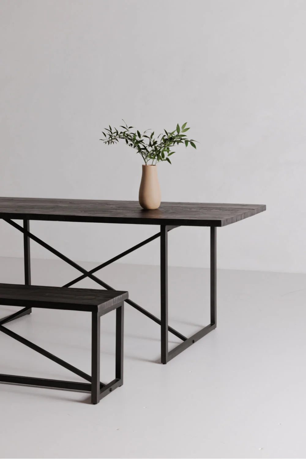 Luxury Black Pine Wood Bench European Style for Villa