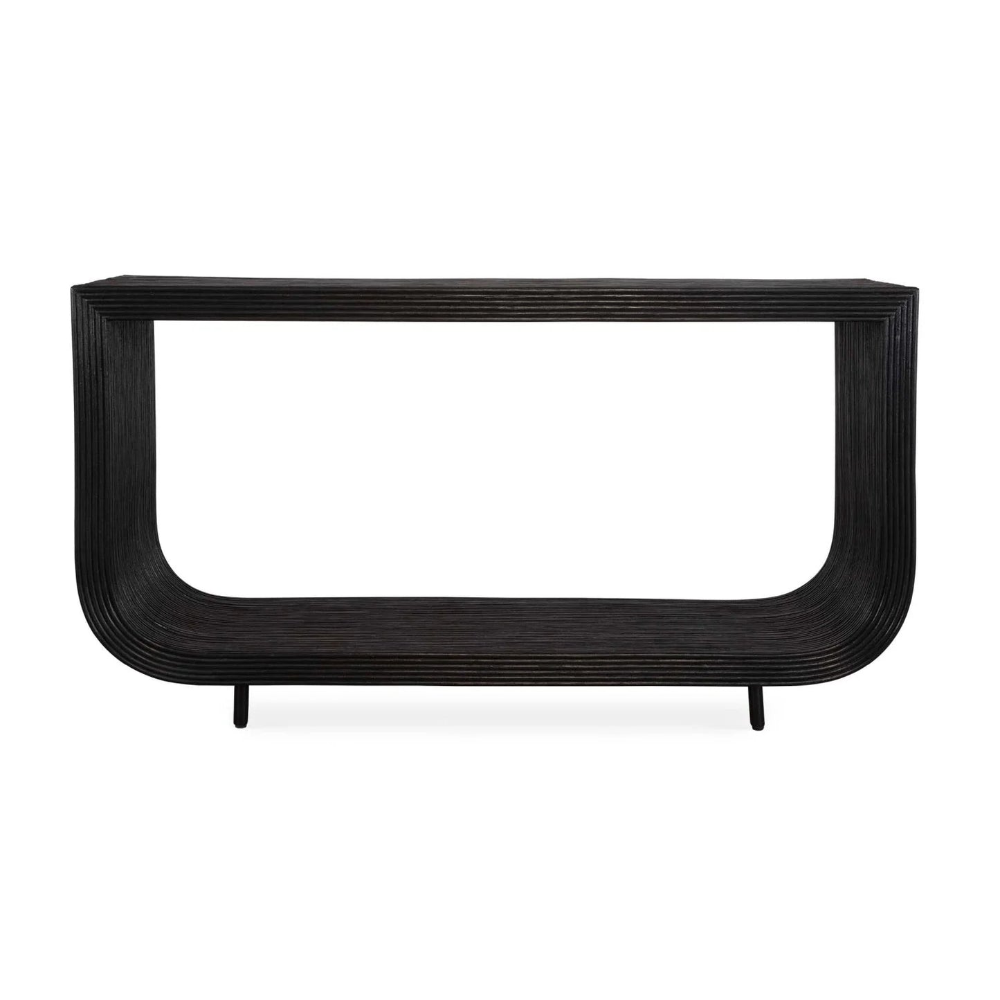 Luxury Black Rattan Console Table Modern Italian Style for Villa